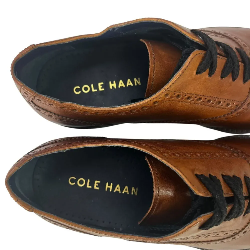 Cole Haan Ross Dustin‎ Cap Brown Leather Wingtip Oxford Shoes Mens Size 8.5